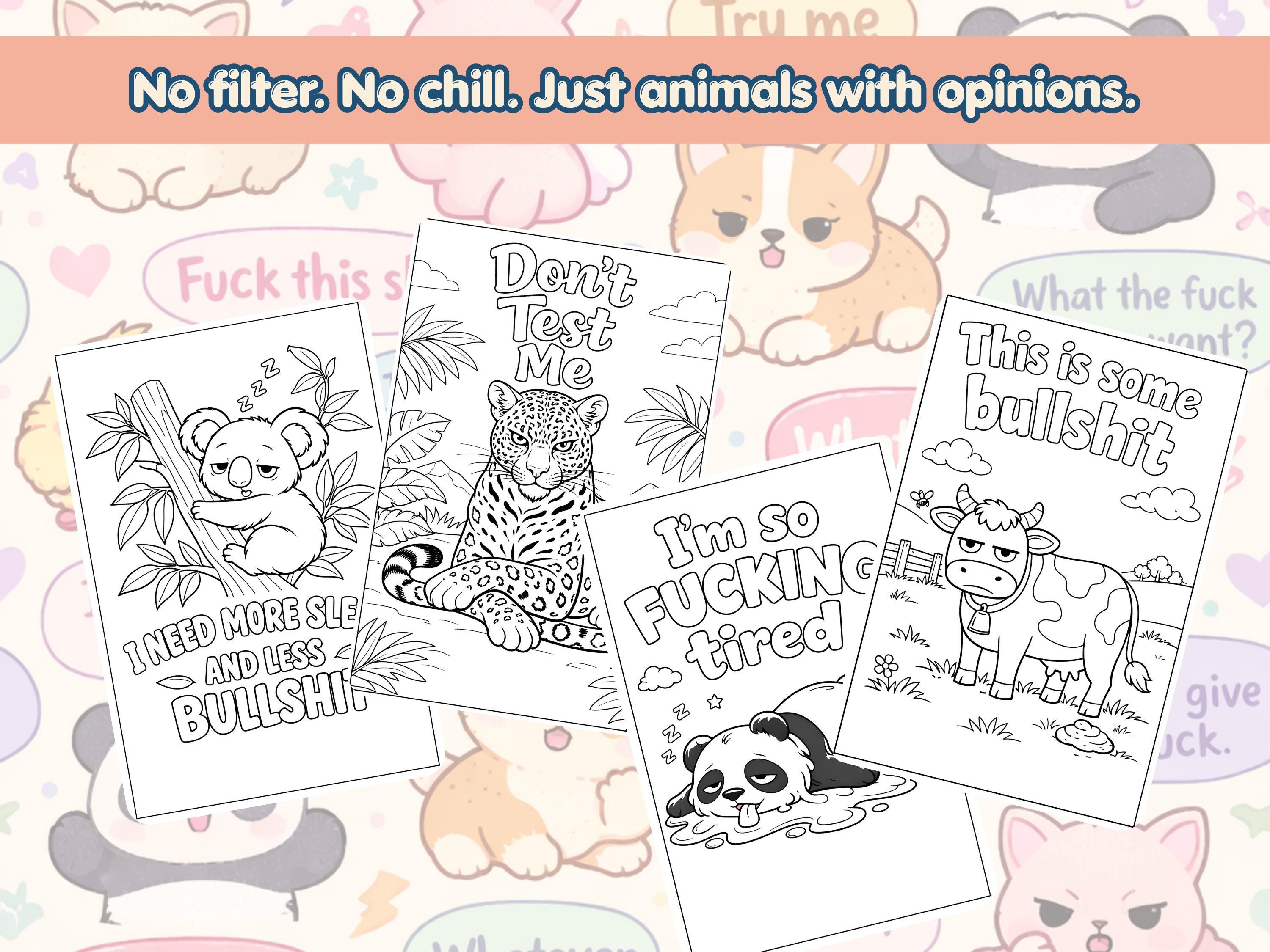 Printable Rude Box Cute but Rude Coloring Book | Sweary Animal Coloring Pages | Funny ...