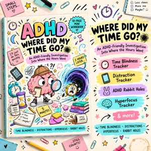 ADHD Time Tracker Printable | Where Did My Time Go? | ADHD Time Blindness Tracker | Time Audit & Productivity Tracker | 10 Pages