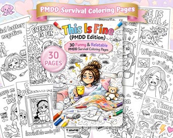PMDD Survival Coloring Book Funny & Relatable PMDD Days Stress Relief Self-Care 30 Page Digital Printable