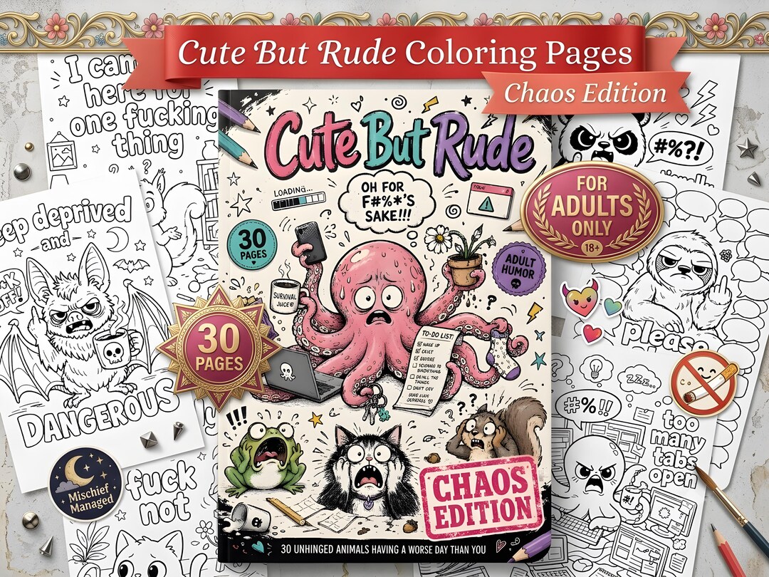 Snippy Rude Animals Cute but Rude Coloring Book | Chaos Edition | Funny Sweary Animal ...