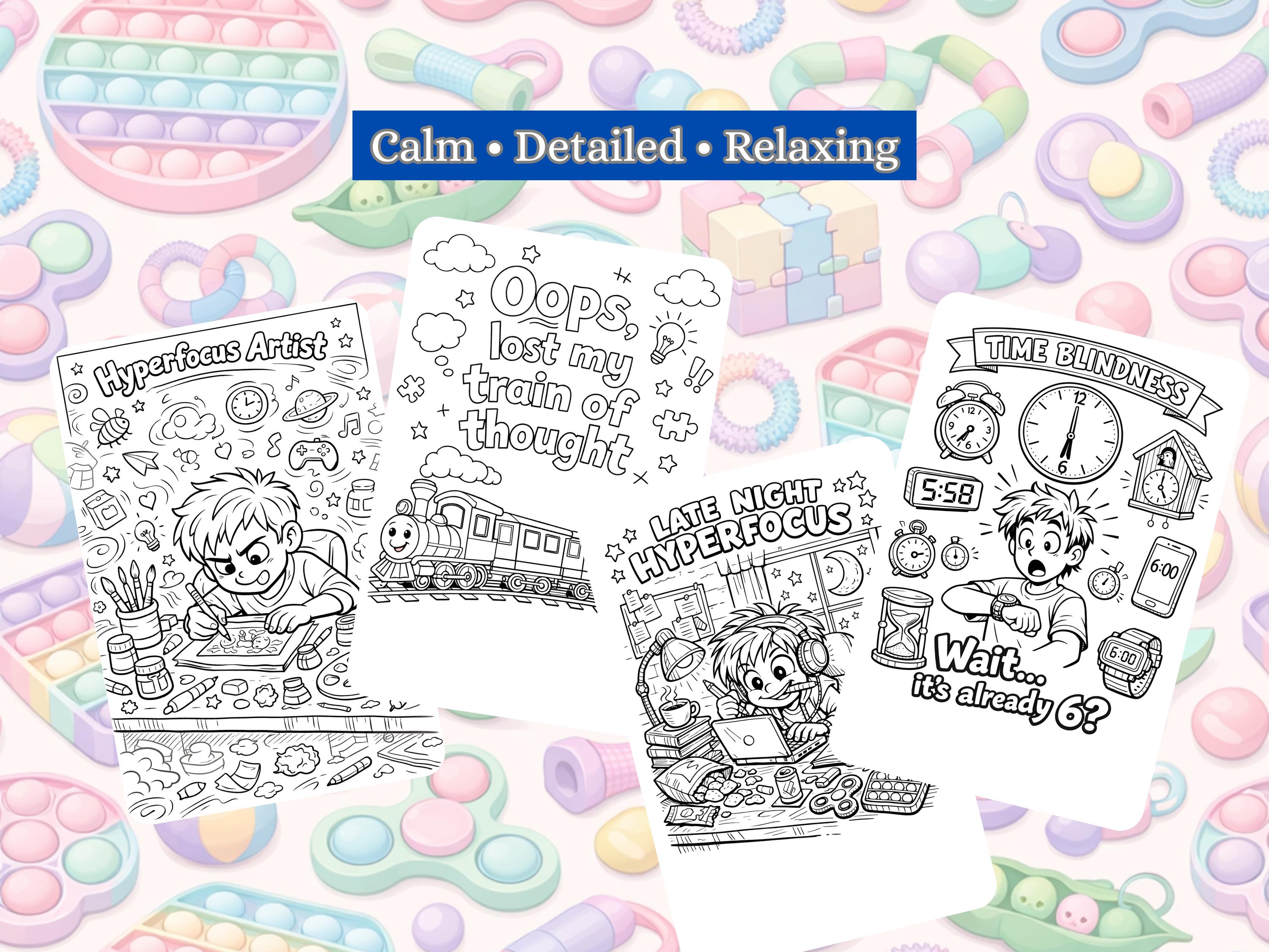 ADHD Coloring Book Funny ADHD Brain Coloring Pages Relatable ...