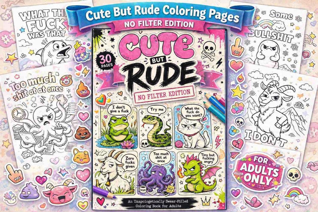 Cute but Rude Coloring Book | Sweary Animal Coloring Pages | Funny ...