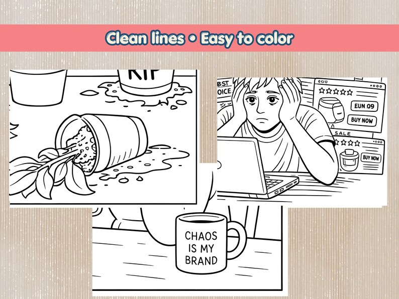 Millennial Humor Coloring Book | Funny Meme Style Adult Coloring Pages | Sarcastic Relatable Life Quotes | 30 Pages Printable image 7