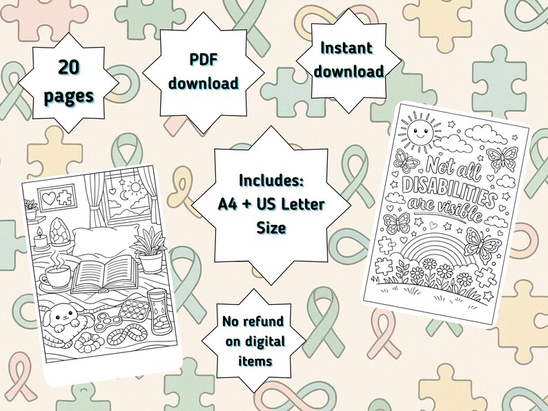 Autism Coloring Book Printable PDF, Neurodivergent Affirmation Coloring ...