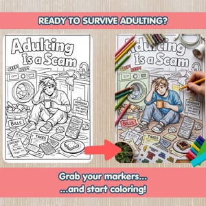 Millennial Humor Coloring Book | Funny Meme Style Adult Coloring Pages | Sarcastic Relatable Life Quotes | 30 Pages Printable image 12