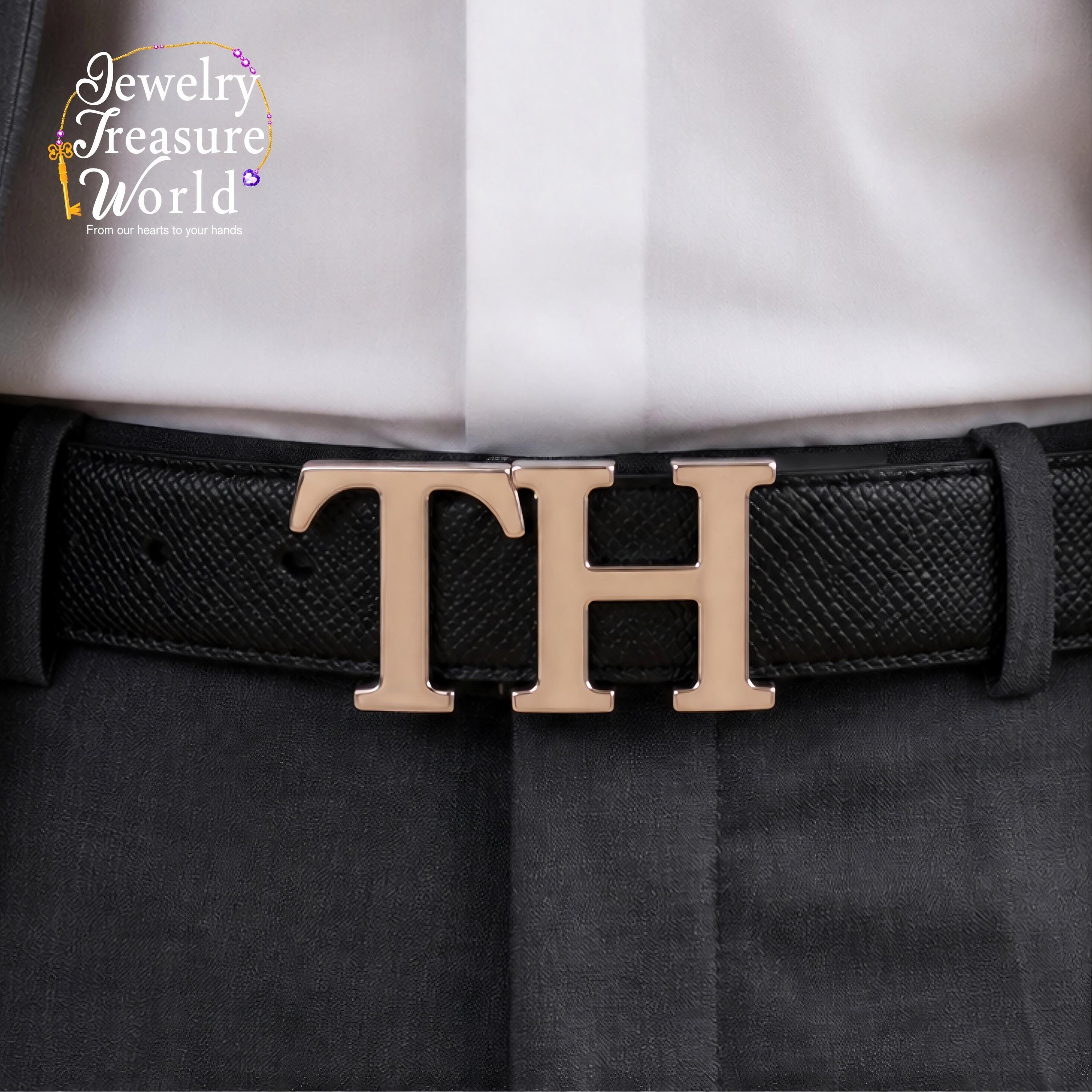 Custom Monogram Belt Buckle, Personalized Stainless Steel Initial Buckle