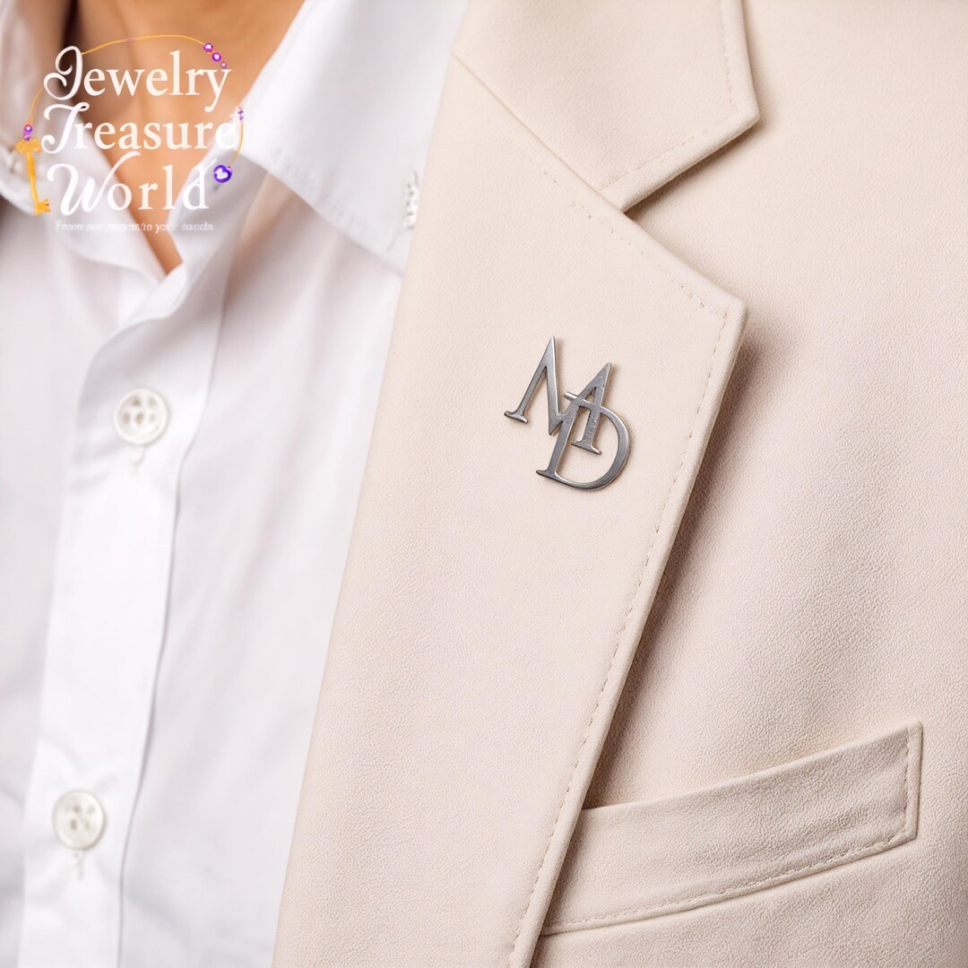 Personalized Initial Brooch, Stainless Steel Monogram Pin, Custom ...