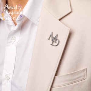 Personalized Initial Brooch, Stainless Steel Monogram Pin, Custom Letter Jewelry