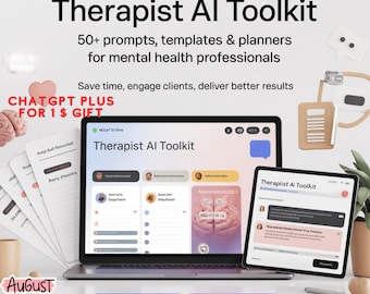 Therapist AI Toolkit –50+ Prompts,Templates & Planners -Streamline Therapy Notes, Session Prep,Client Communication - chatgpt for therapists