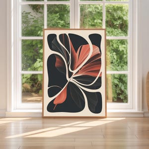 Abstract Botanical Art Floral Print, Floral Wall Art Botanical Bedroom Prints Modern Living Room Art Mid Century Home Decor