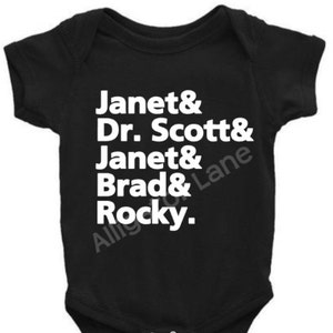 Janet Dr Scott Janet Brad Rocky baby bodysuit one piece baby funny baby shirt tshirt image 1