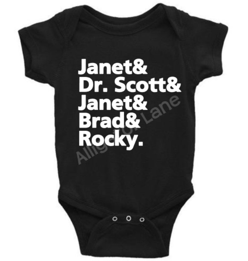 Janet Dr Scott Janet Brad Rocky baby bodysuit one piece baby funny baby shirt tshirt image 1