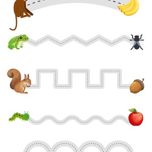 Práctica de preescritura para niños pequeños / Técnicas de tijera, trazado de líneas (patrón PDF) imagen 2