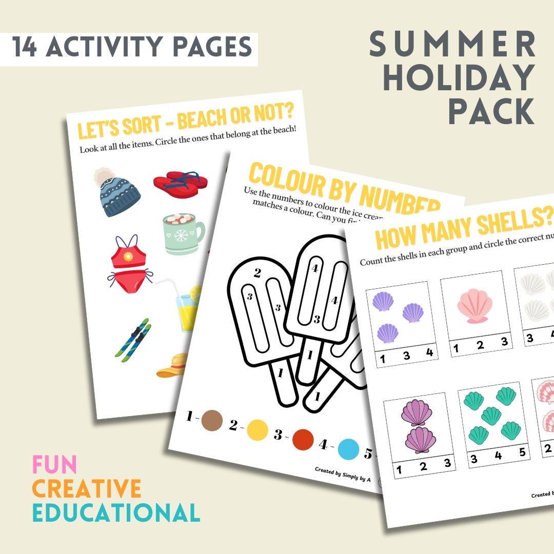 Summer Holiday Printable Pack for Toddlers | Ages 2–3 | Beach & Travel ...