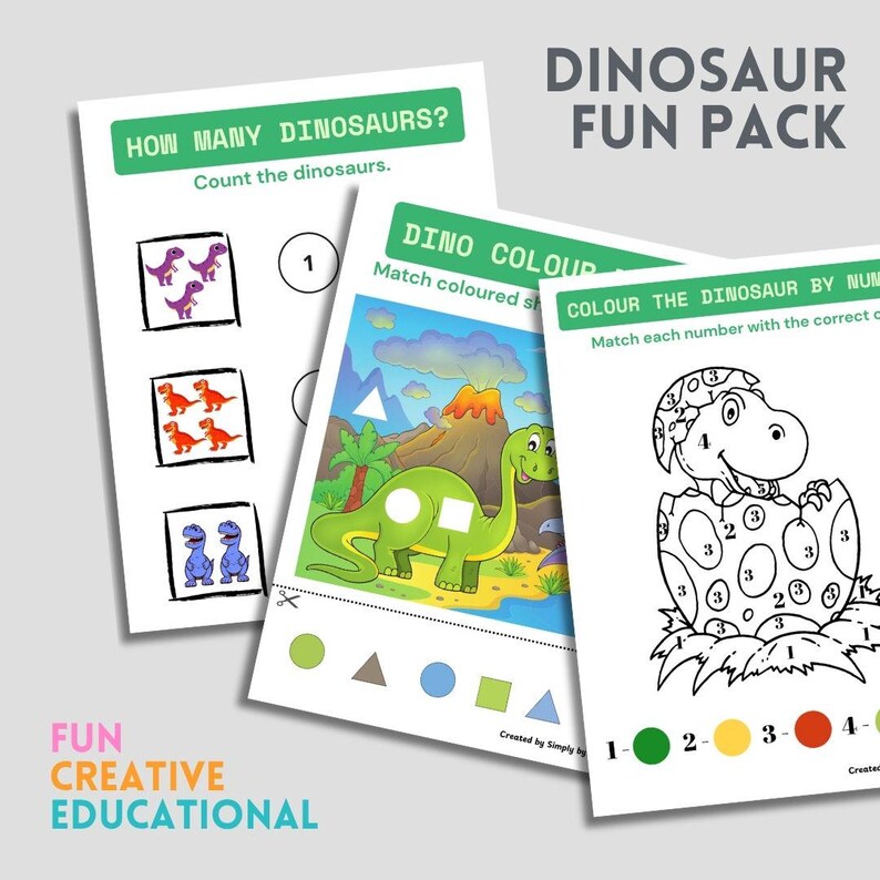 Toddler Dinosaur Activity Pack | Printable Worksheets for Ages 2-3 - Etsy