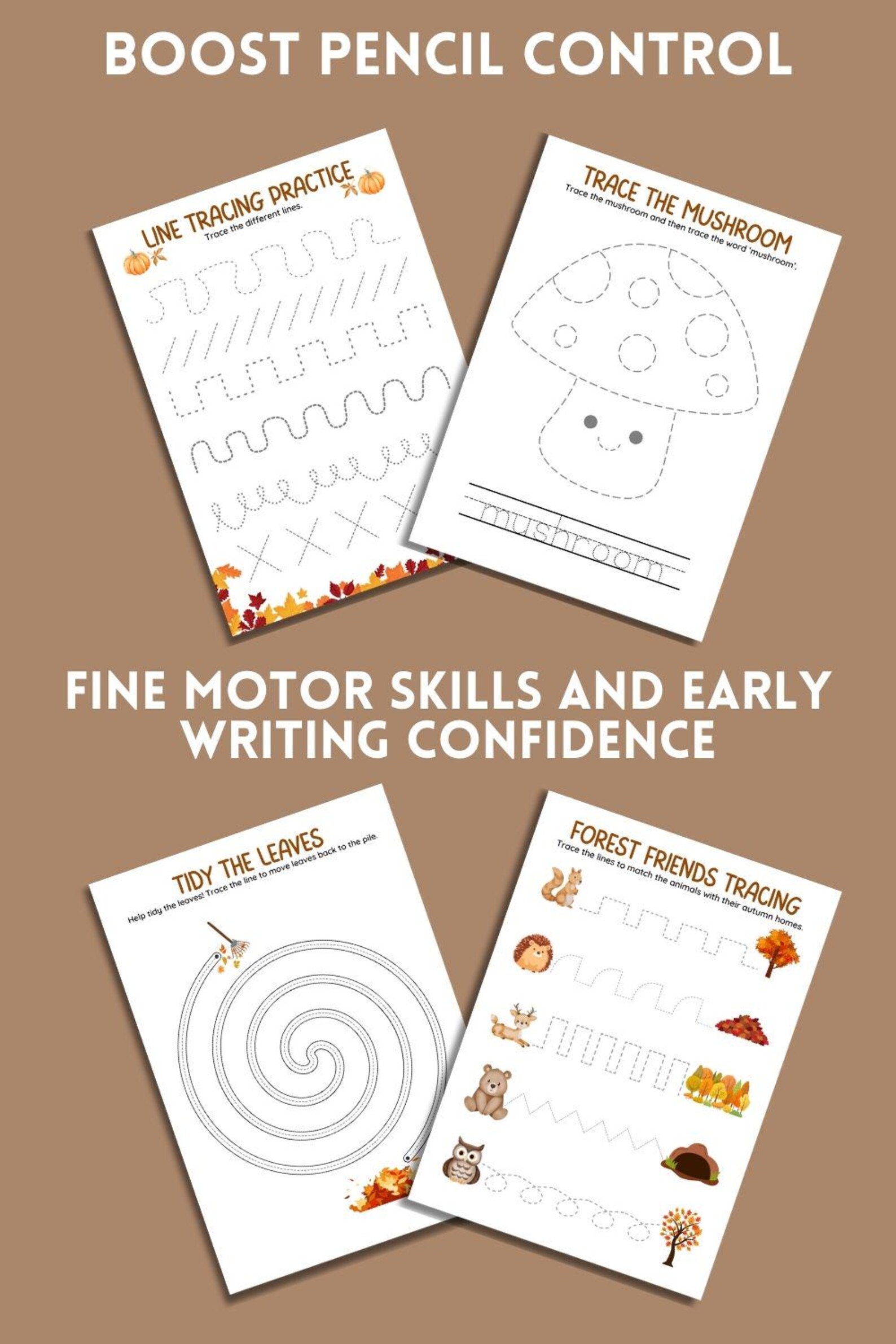 Autumn Tracing Worksheets: Fine Motor Skills Activity Pack (digital ...