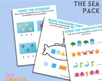 Paquete de actividades para niños pequeños bajo el mar: Imprimibles de aprendizaje del océano (Descarga en PDF)