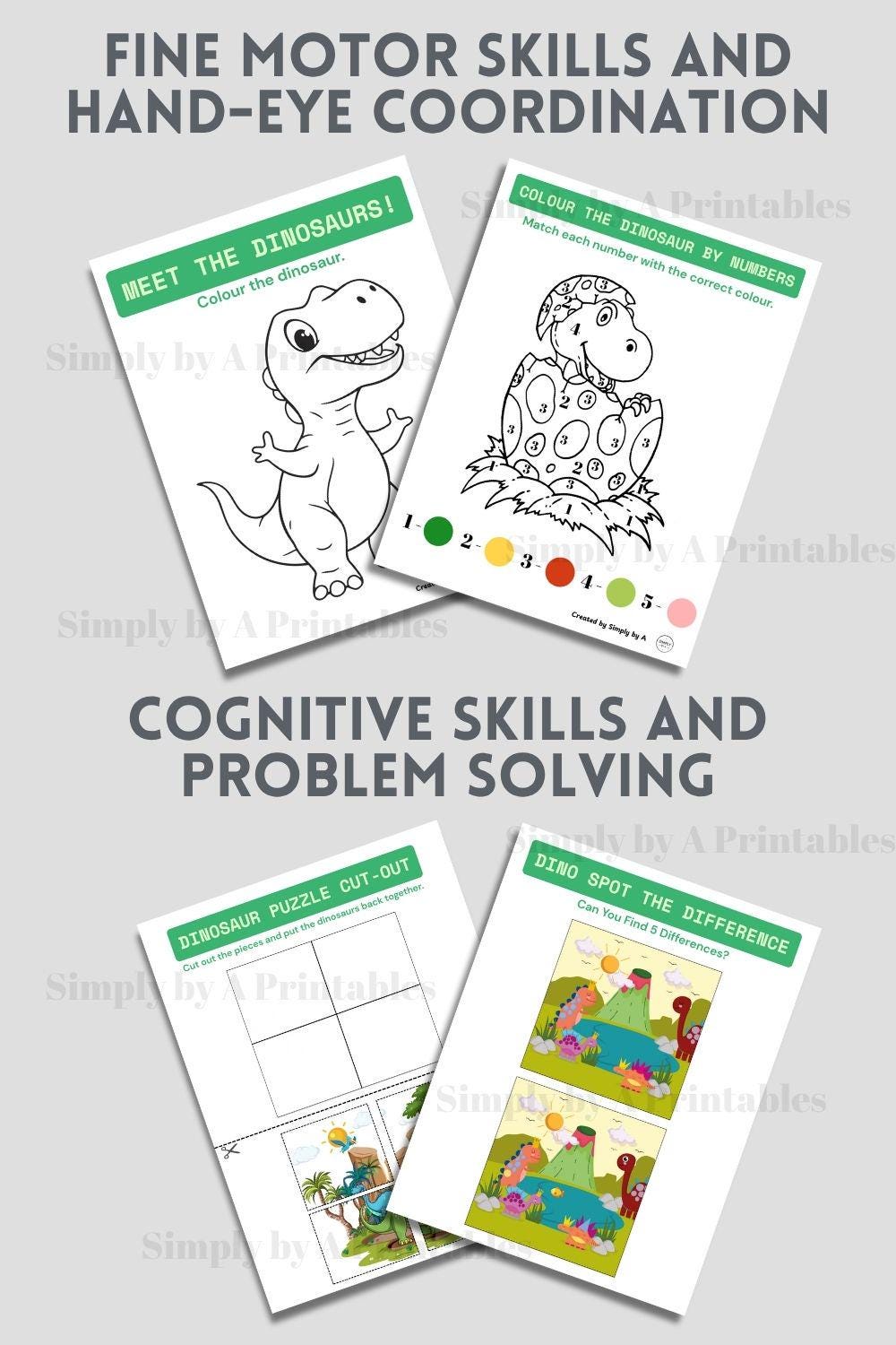 Toddler Dinosaur Activity Pack | Printable Worksheets for Ages 2-3 - Etsy