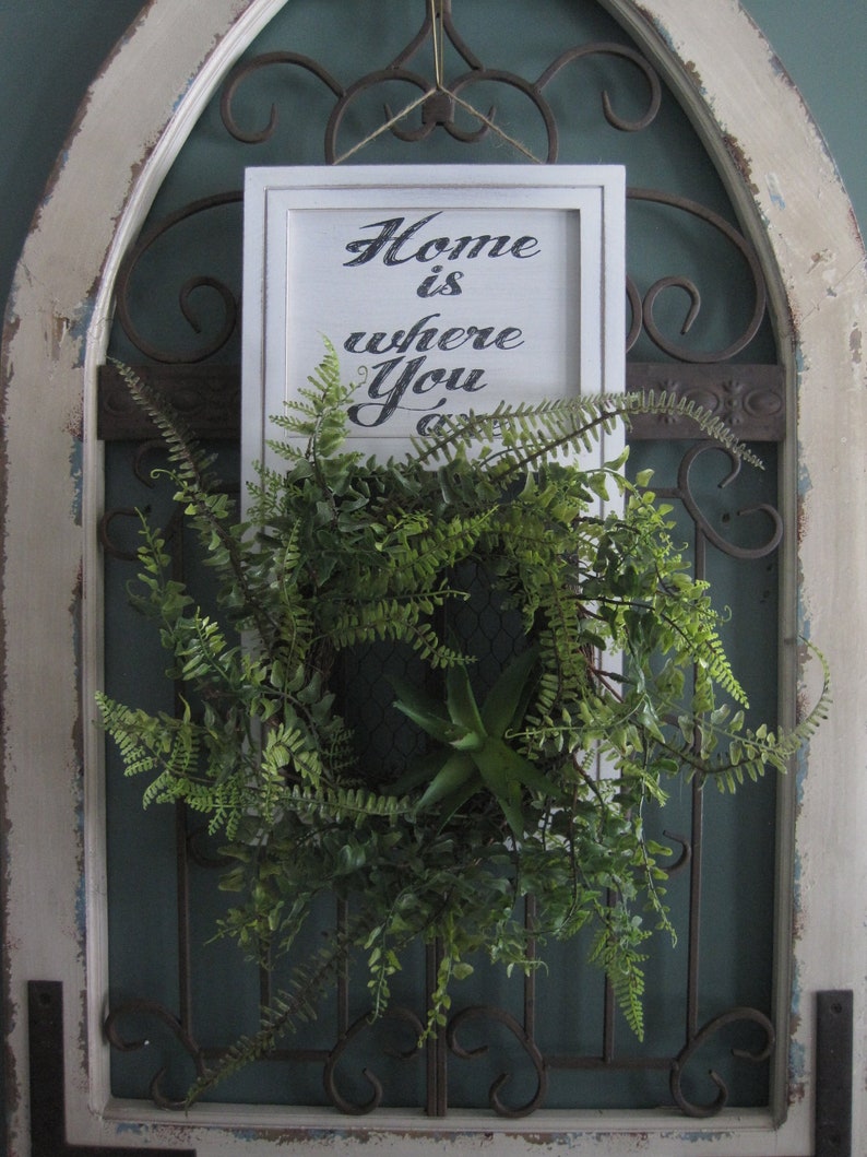 Farmhouse Wall Decor Farmhouse Sign With Green Wreath Etsy