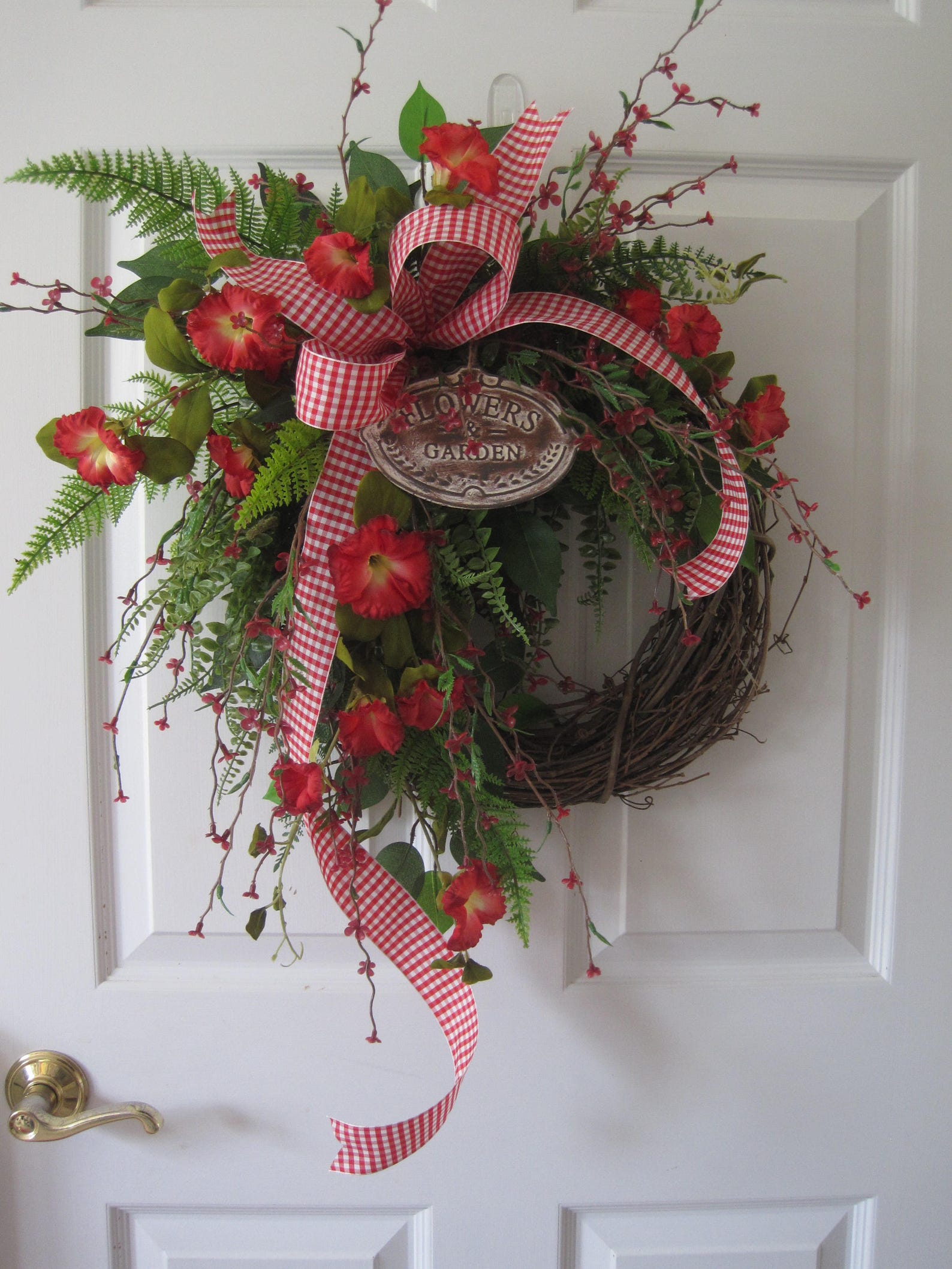 Flower Garden Wreath Rustic Farmhouse Wreath Front Door Etsy