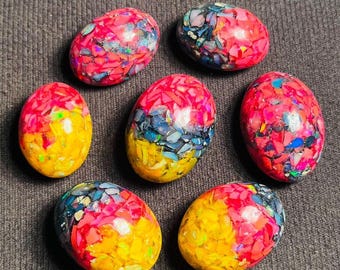 Ethiopian Opal Cabochon Lot: AAA Grade Galaxy Opal, 333 Carat (7 Piece, 30x20-35x25mm Approx.)