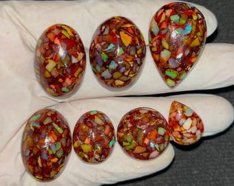 Multi Opal Cabochon Lot: AAA Ethiopian Galaxy Opal Stones