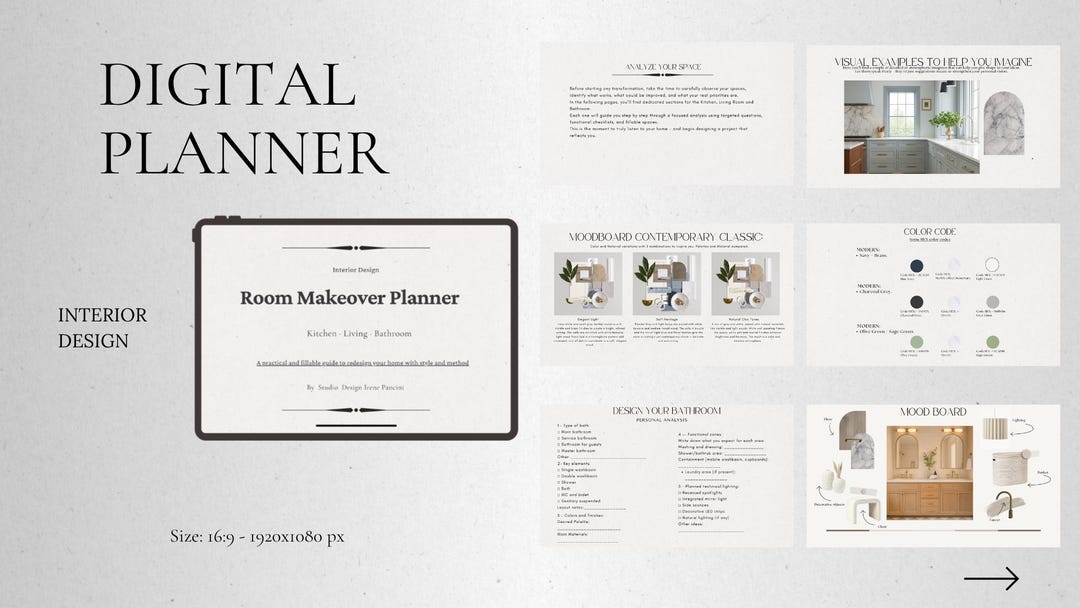Room Makeover Planner – Kitchen · Living Room · Bathroom | Fillable ...