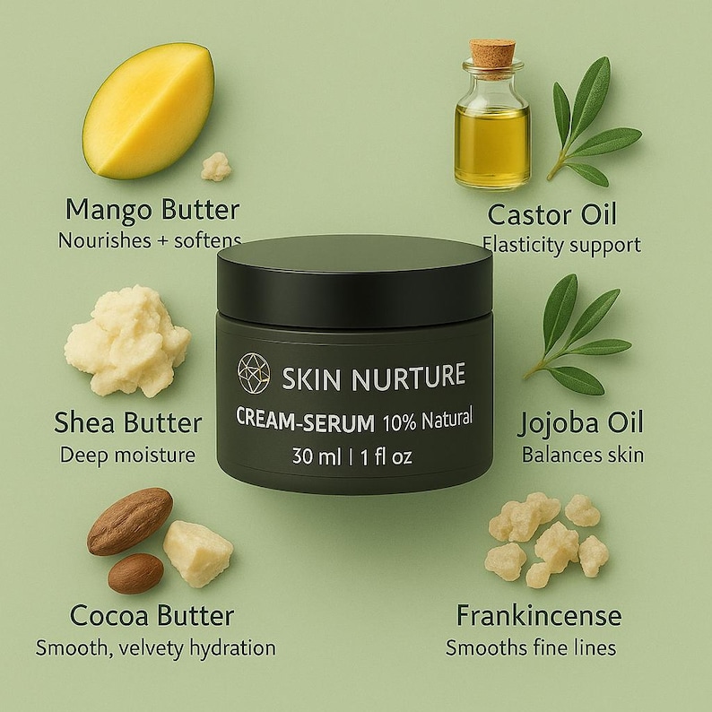 Organic Night Cream-Serum for Dry and Hormonal Skin | Anti-Aging (30 ml) image 3