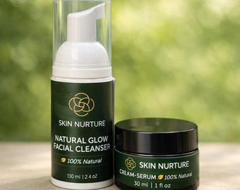 Essential Facial Care Set - Organic Cleanser and Cream-Serum for Sensitive Skin