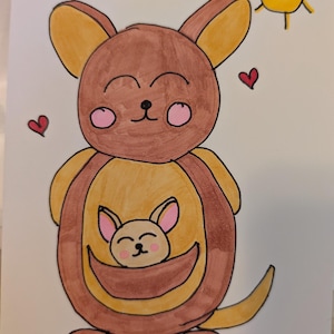 New mom card for Baby Shower. Cute Kangaroo and baby Joey.