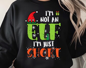 Divertente elfo di Natale - Non sono un elfo, sono solo basso, citazione sarcastica di Natale PNG Download digitale