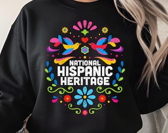 National Hispanic Heritage PNG, Colorful Folk Art Bird Flowers Design, Hispanic Month Digital Download, Latino Pride Sublimation