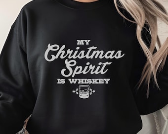 My Christmas Spirit Is Whiskey PNG, Funny Holiday Drinking Sublimation, Christmas Party Digital Download, Whiskey Lover Printable Art