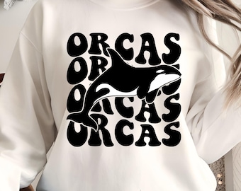 Orca PNG, Minimalist Killer Whale Design, Black and White Ocean Animal Art, Modern Sea Life Silhouette Sublimation, Digital Download