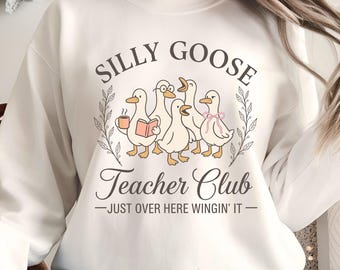 Silly Goose Teacher Club PNG, insegnante di scuola materna PNG, insegnante PNG, sublimazione per l'apprezzamento degli insegnanti, download digitale PNG per il ritorno a scuola