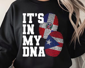 It’s In My DNA PNG, Dominican Republic Puerto Rico Flag Sublimation Design, Cultural Pride Digital Download, Heritage Printable Art