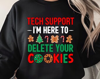 Supporto tecnico di Natale PNG - Sono qui per eliminare i tuoi cookie, divertente design di pan di zenzero per le vacanze IT per regali da ufficio e geek download digitale