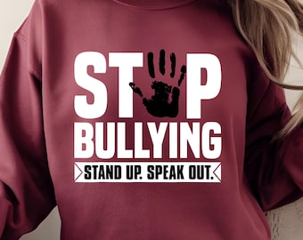 Stop Bullying PNG, Design di sensibilizzazione contro il bullismo, Citazione "Alzati e parla", Sublimazione della campagna sulla gentilezza, Download digitale
