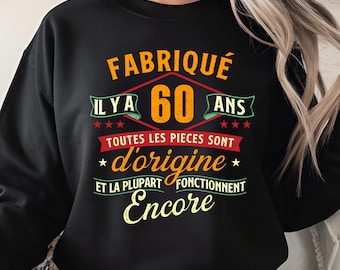 Fabriqué il y a 60 ans PNG, design anniversaire vintage, umorismo originale, grafica rétro français, sublimazione e stampabile