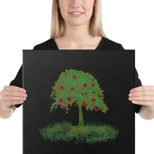 Luminous Tree Canvas Print: Surreal Midnight Fantasy Art