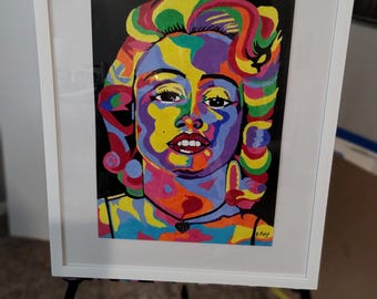 マリリン モンローの肖像画 - 赤い唇をした白黒のマリリン モンローの