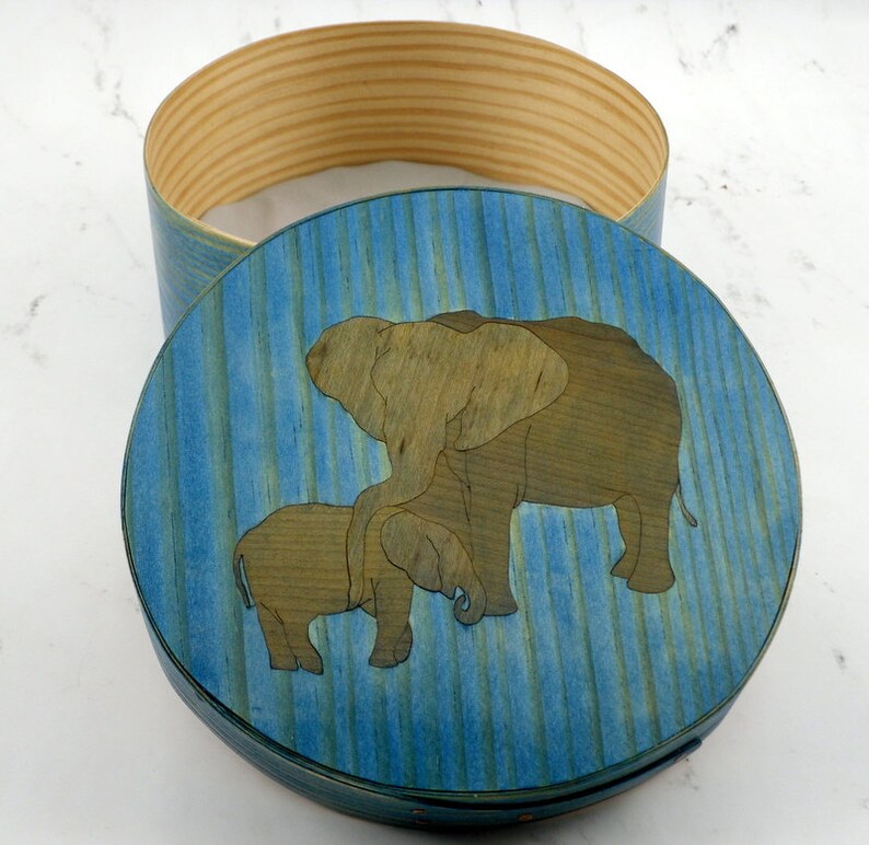 elephant family art Baby keepsake box baby elephant Elephant box