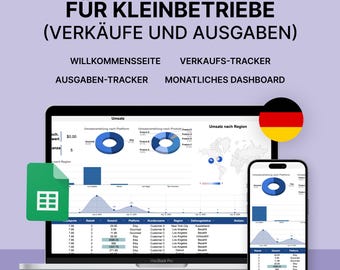 Buchhaltung für Kleinbetriebe Deutsch | Verkaufs- & Ausgaben-Tracker | All-in-One Google Sheets Vorlage