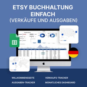 Deutsch Etsy Buchhaltung leicht gemacht | Verkaufs- & Ausgaben-Tracker | All-in-One Google Sheets Vorlage