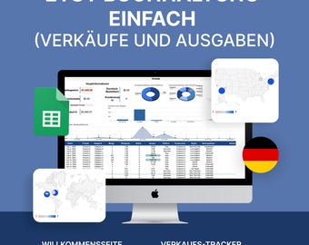 Deutsch Etsy Buchhaltung leicht gemacht | Verkaufs- & Ausgaben-Tracker | All-in-One Google Sheets Vorlage