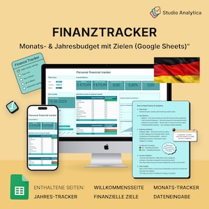 Google スプレッドシート Persönlicher Finanzplaner | Monatliches Jährliches 予算 |アインナメン アウスガベン スパー トラッカー |予算計画 |ハウスハルツブッシュ