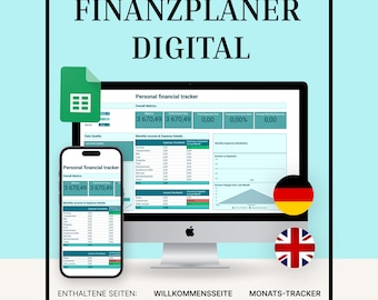 DEUTSCH Finanzplaner Google Sheets | Budget-Vorlage | Haushaltsbuch, Finanzziele Tracker | Monats- & Jahresbudget