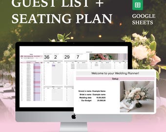 Wedding Guest List & Seating Plan Template: RSVP Tracker (Digital Download)