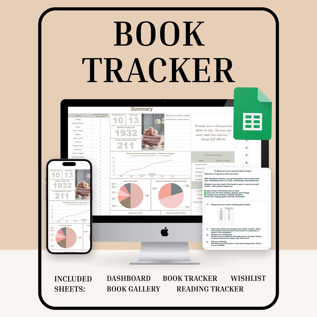 Ultimate Digital Book Tracker & Reading Journal Spreadsheet | Google ...