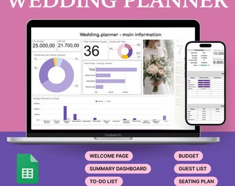 Digital Wedding Planner: Google Sheets Budget, Guest & Vendor Tracker (Digital Download